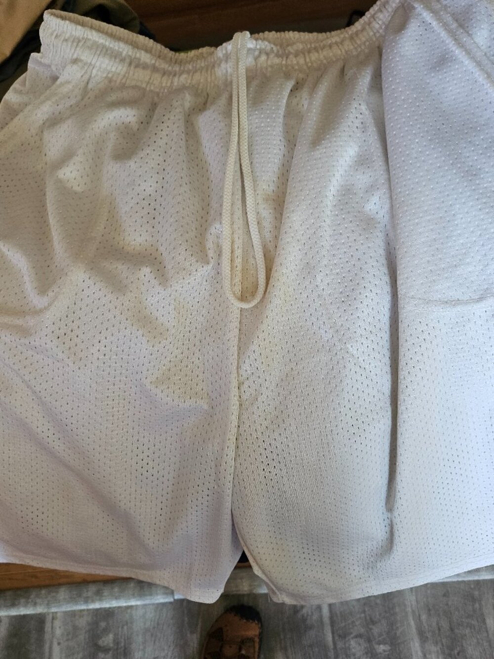 Mens Hill L White Mesh Athletic Shorts